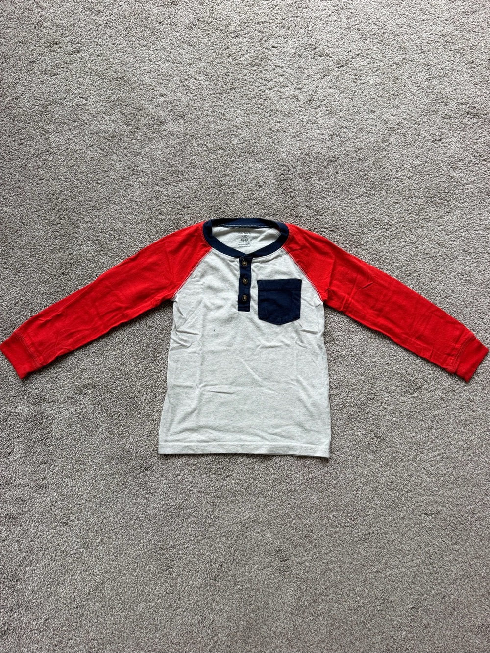 Carter's Raglan Henley Tee in Red, Navy & Cream